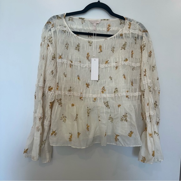 NWT Rebecca Taylor Marigold Fleur Ines Smocked Blouse Size Small women’s top - Picture 6 of 14